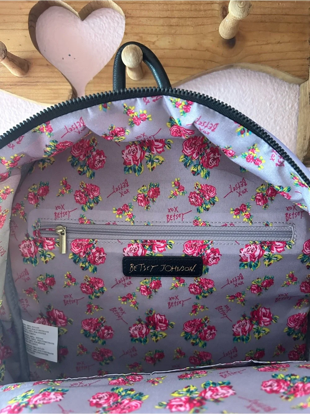 Multicolor Geometric Betsey Johnson Backpack with Gold Bow Accent NWT